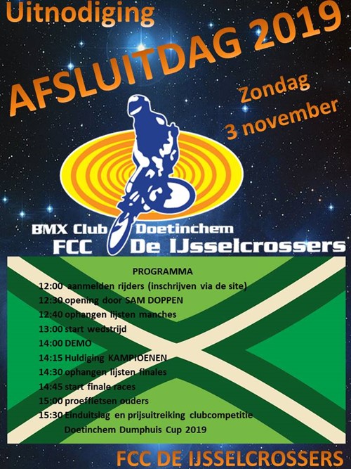 Afsluitdag zondag 3 november Afsluitdag zondag 3 november
